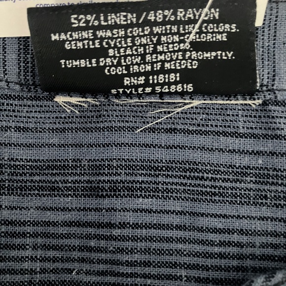 NWT B.L.E.U  linen blend long sleeve blue striped blouse boho top size XS - Picture 8 of 8